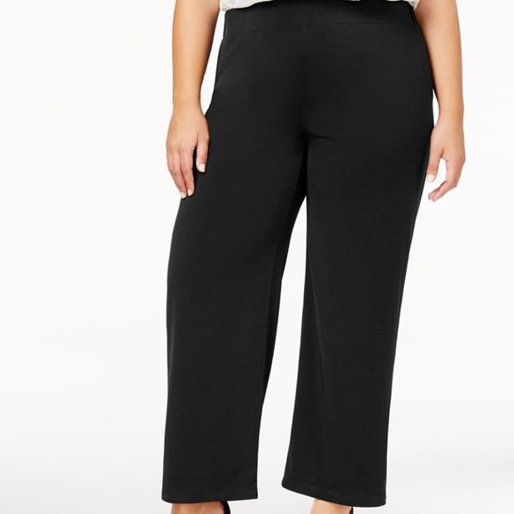NY Collection Women's Petite Plus Size Pull-On Wide-Leg Pants Black. NWT - Picture 1 of 1